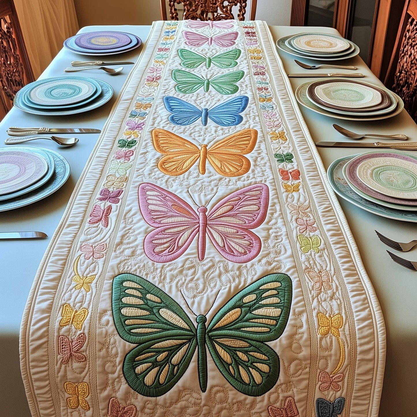 Rainbow Butterfly Quilted Table Runner GFTOMA494