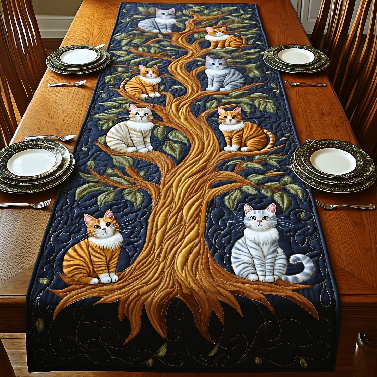 Tree of Cats Quilted Table Runner GFTOMA520