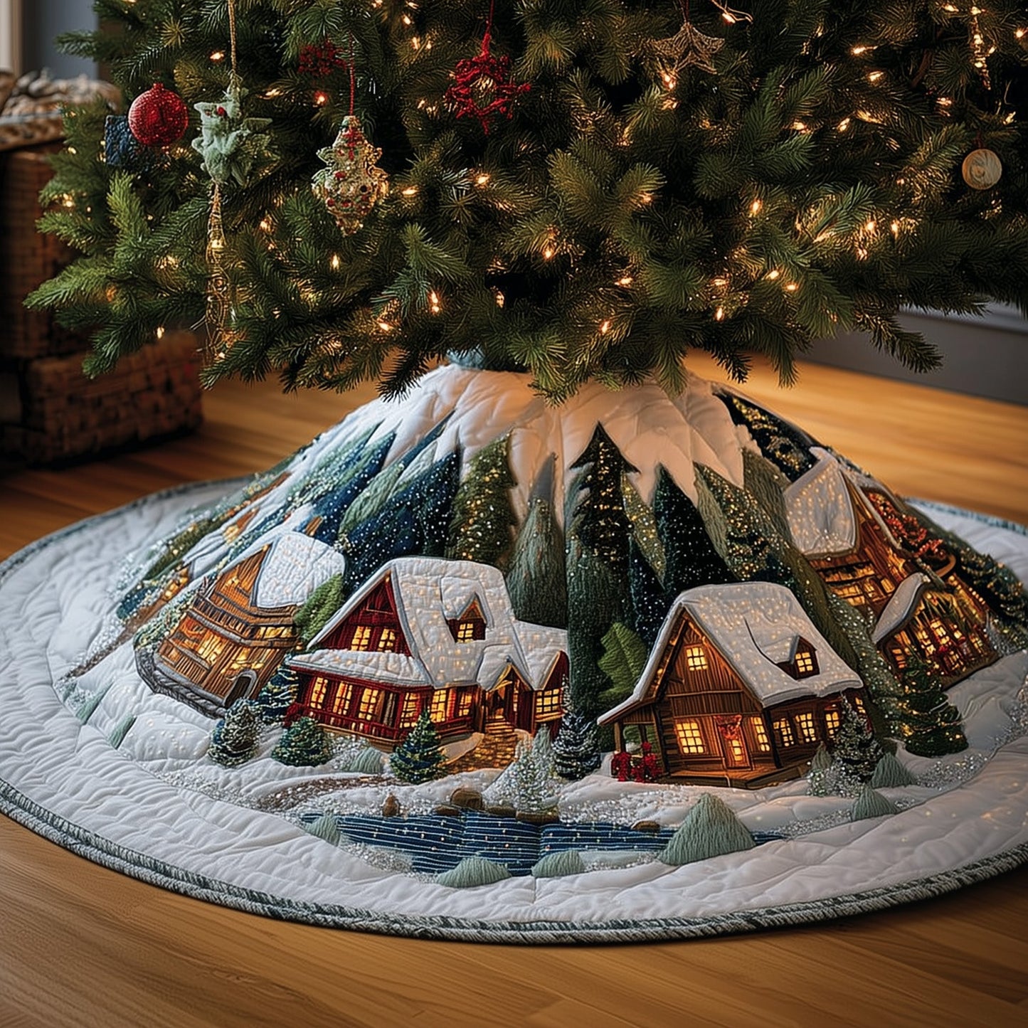Snowy Retreat Quilted Tree Skirt GFTOMA5342