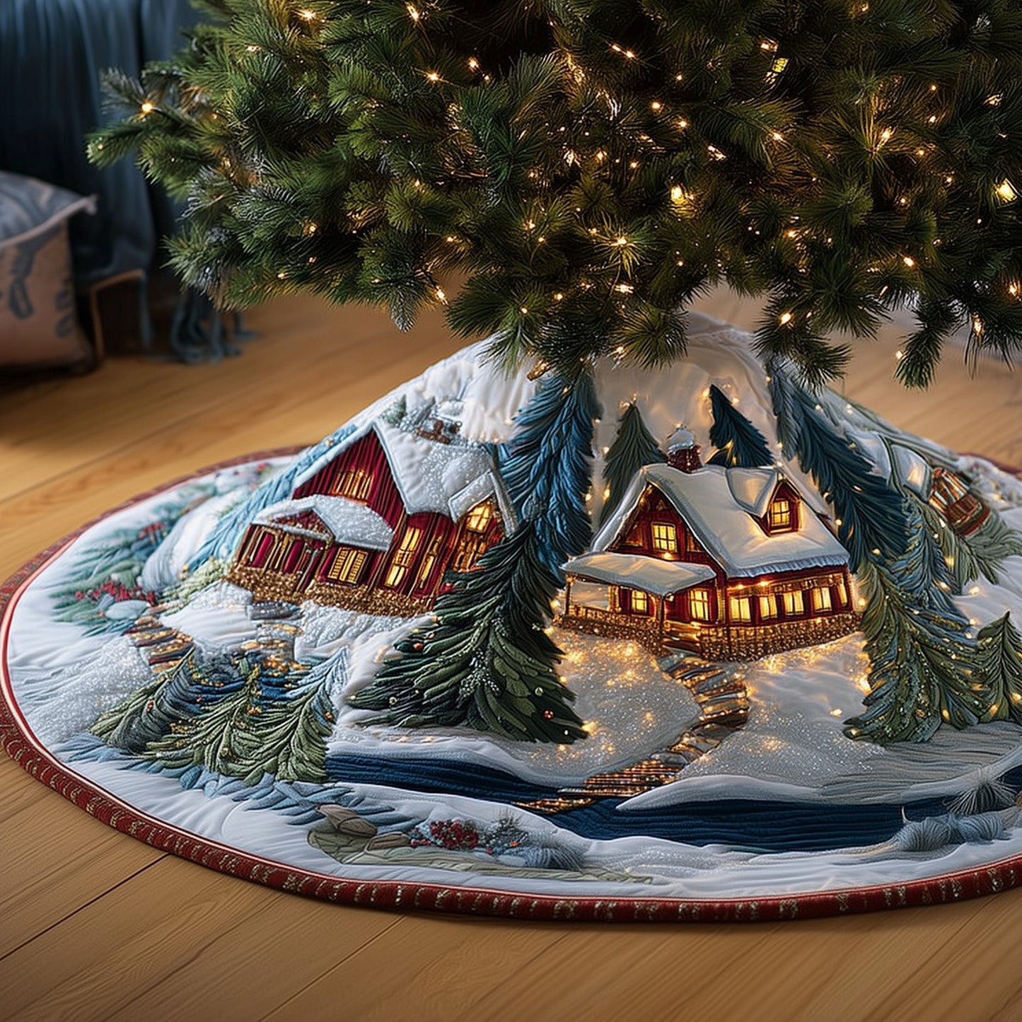 Snowy Retreat Quilted Tree Skirt GFTOMA5344