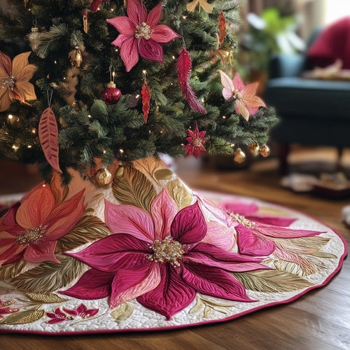 Poinsettia Bliss Quilted Tree Skirt GFTOMA5352