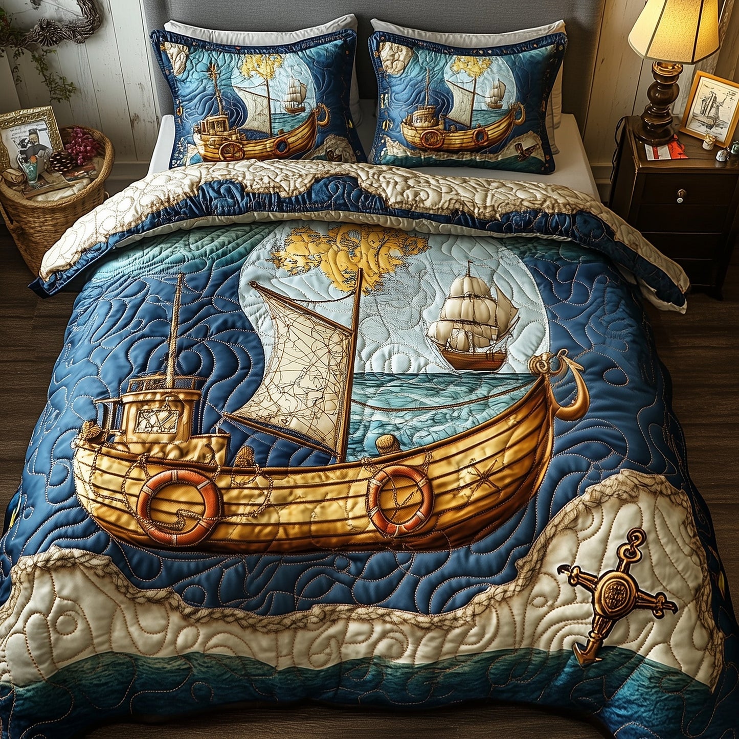 Nautical 3-Piece Quilted Bedding Set GFTOMA575