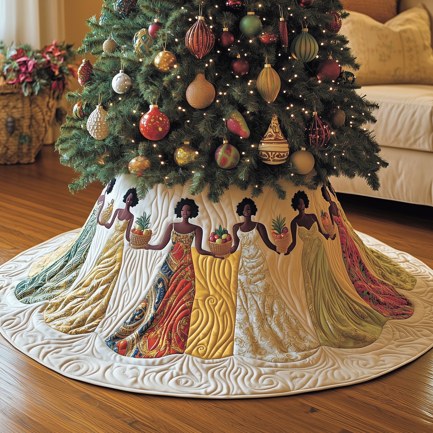 Golden Queens Quilted Tree Skirt GFTOMA6013