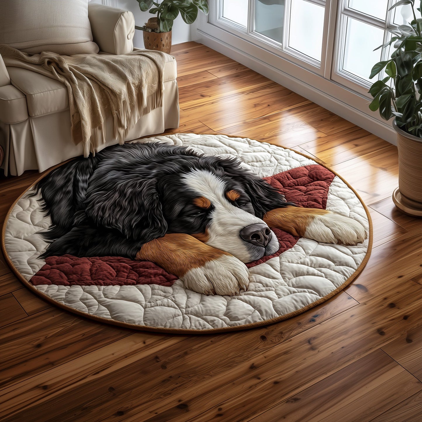Bernese Mountain Quilted Round Mat GFTOMA6027