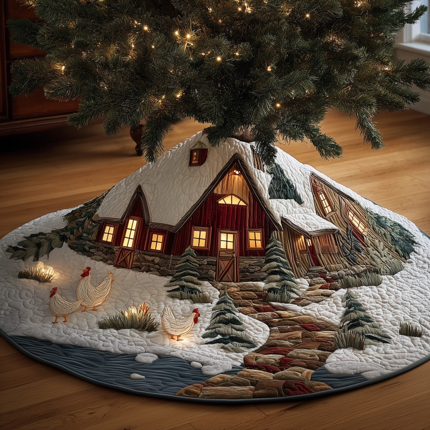 Chicken Quilted Tree Skirt GFTOMA6148