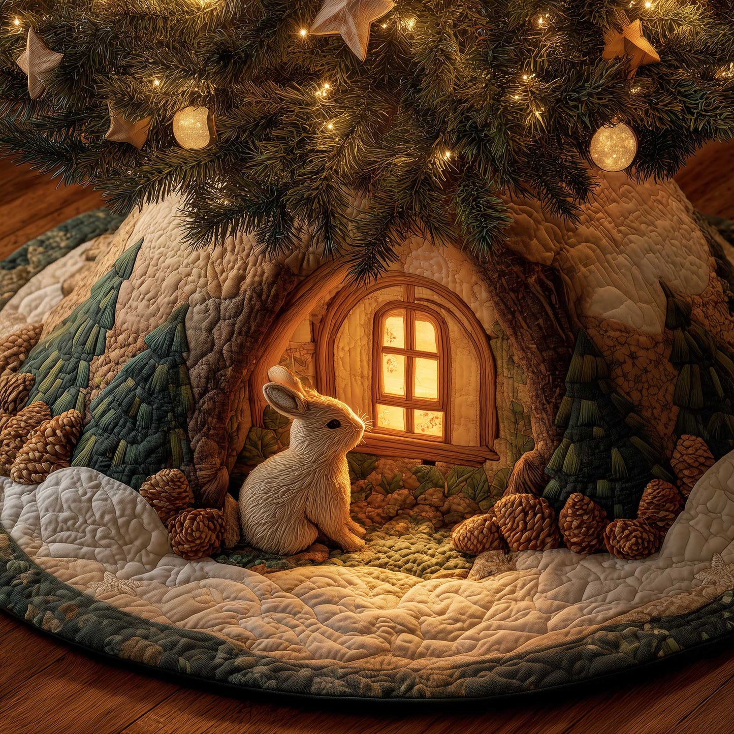 Winter Hare Quilted Tree Skirt GFTOMA6561