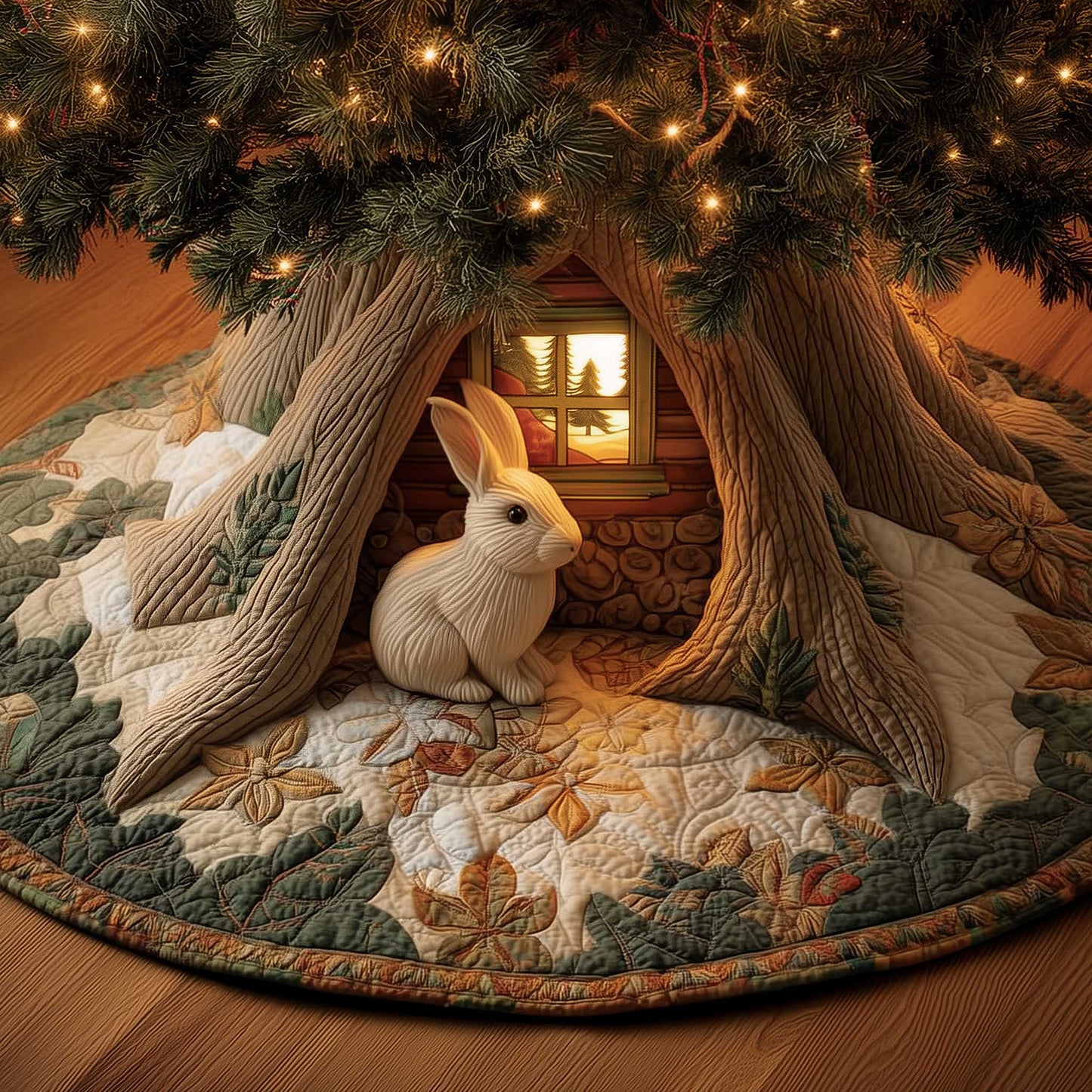 Winter Hare Quilted Tree Skirt GFTOMA6562