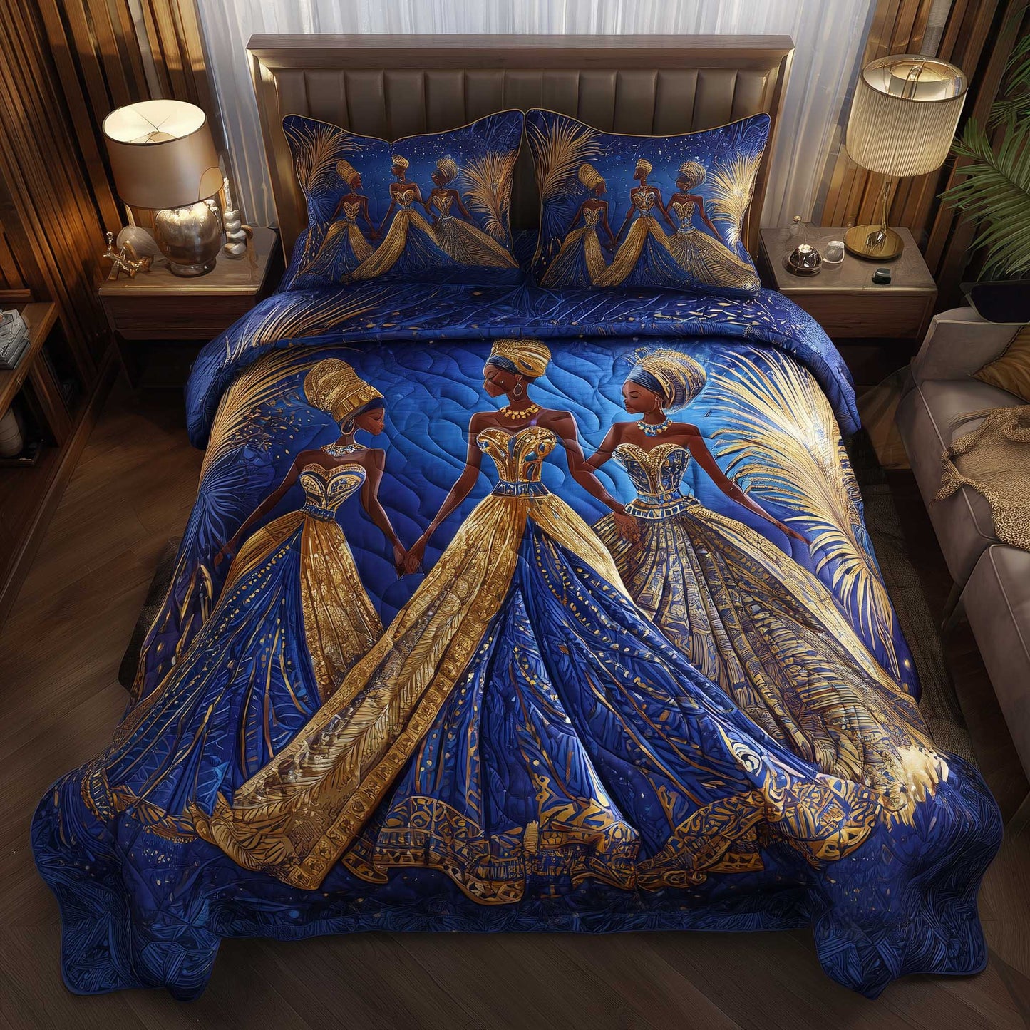 Golden Queens 3-Piece Quilted Bedding Set GFTOMA6584