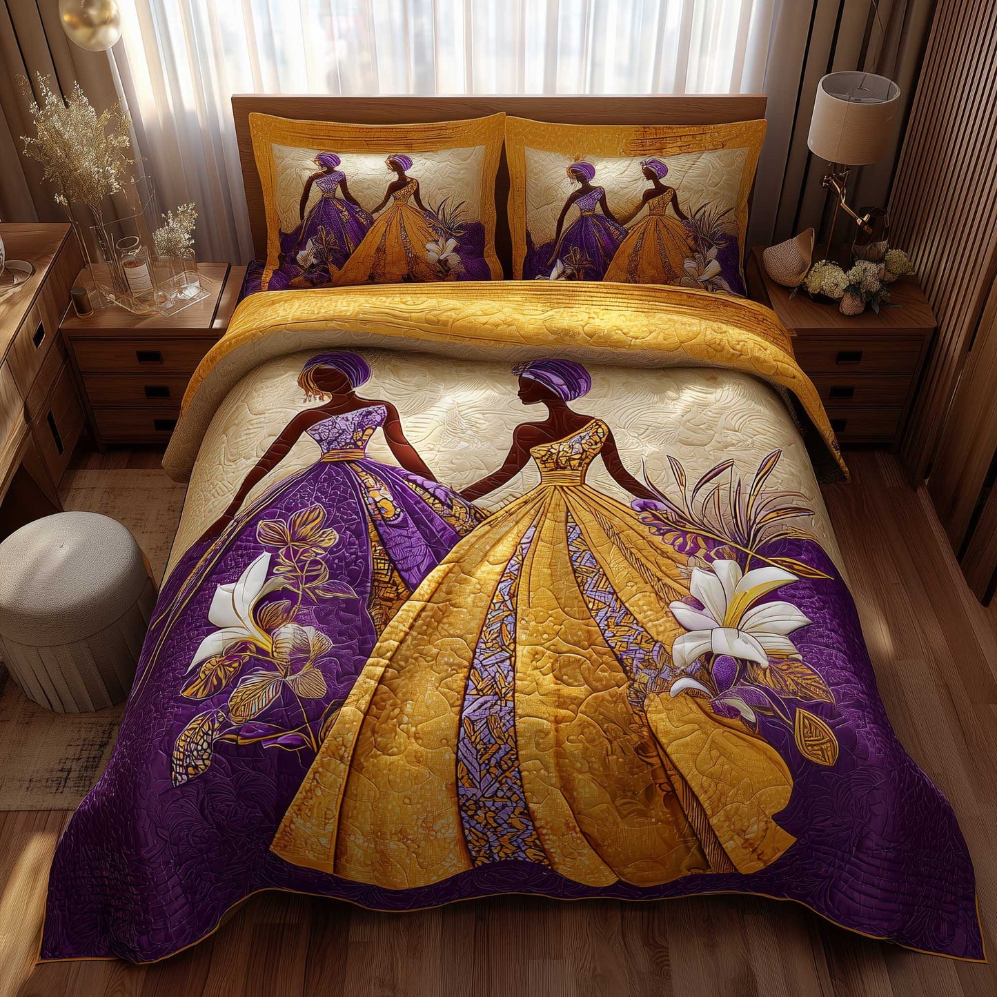 Golden Queens 3-Piece Quilted Bedding Set GFTOMA6585