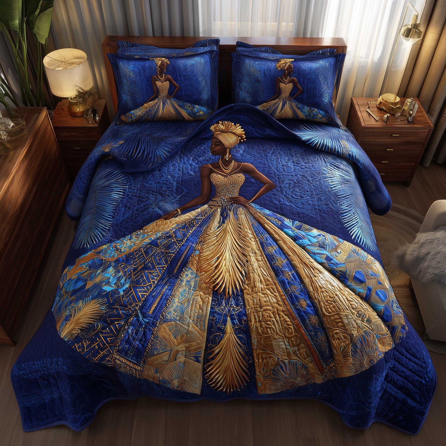 Golden Queens 3-Piece Quilted Bedding Set GFTOMA6587