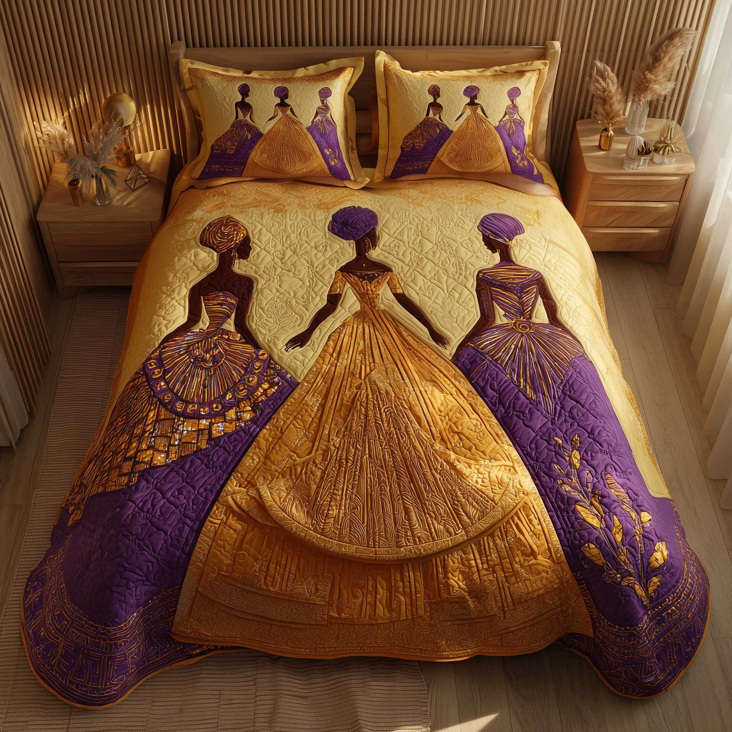 Golden Queens 3-Piece Quilted Bedding Set GFTOMA6589