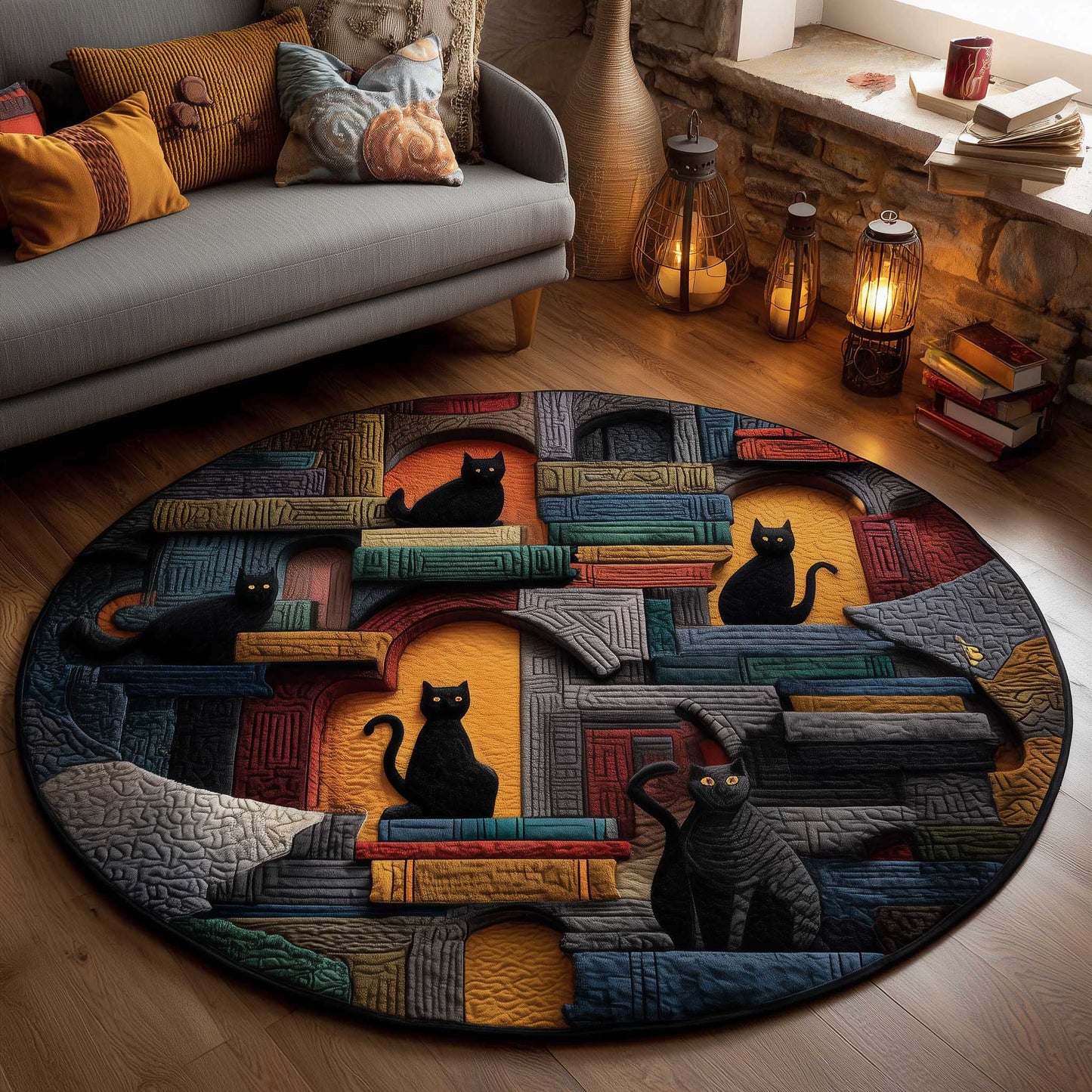 Cat Purrs Quilted Round Mat GFTOMA6604