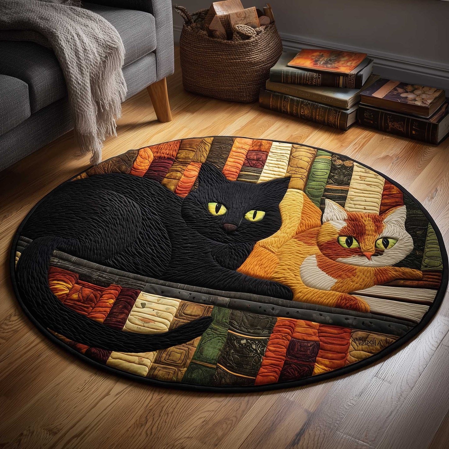 Cat Purrs Quilted Round Mat GFTOMA6611