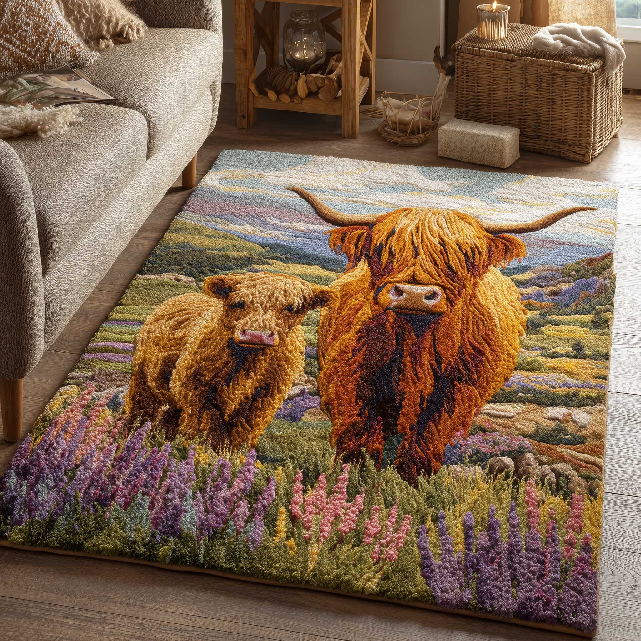 Cow Rug Square Highland Cow Area Rug GFTOMA6617 – Willow Quilt
