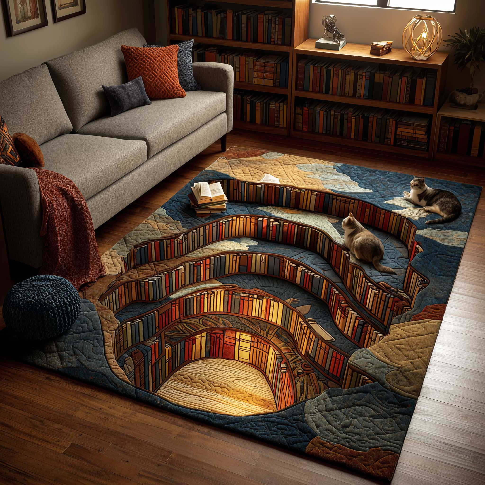 Library Town Rug Whiskered Library Area Rug GFTOMA6622 – Willow Quilt