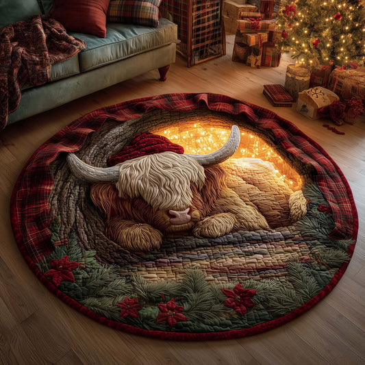 Highland Cow Quilted Round Mat GFTOMA6839