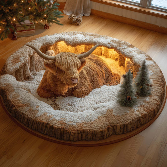 Highland Cow Quilted Round Mat GFTOMA6840