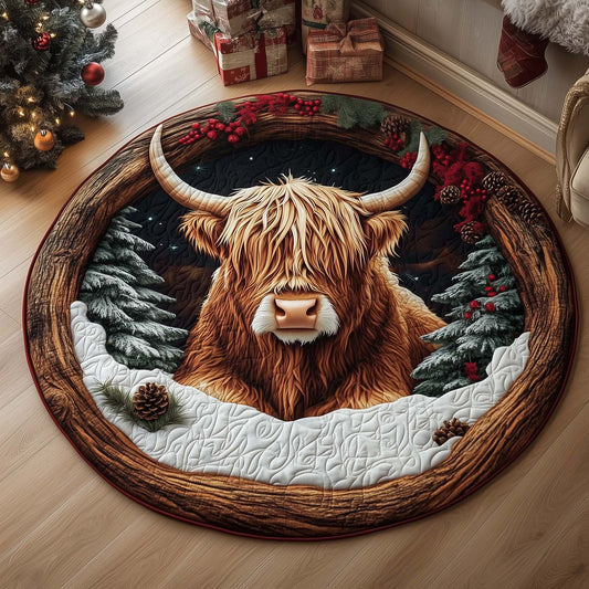 Highland Cow Quilted Round Mat GFTOMA6841
