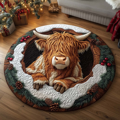 Highland Cow Quilted Round Mat GFTOMA6842