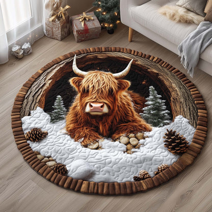 Highland Cow Quilted Round Mat GFTOMA6843