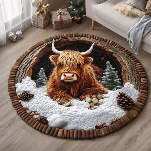 Highland Cow Quilted Round Mat GFTOMA6843