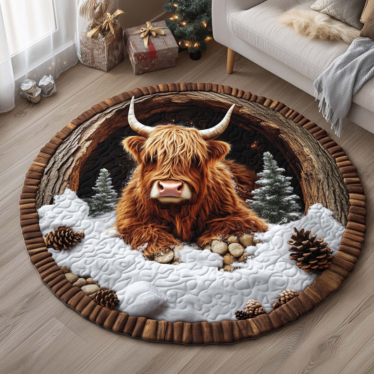 Highland Cow Quilted Round Mat GFTOMA6843