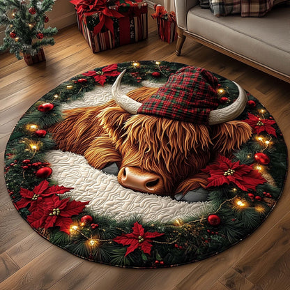 Highland Cow Quilted Round Mat GFTOMA6844