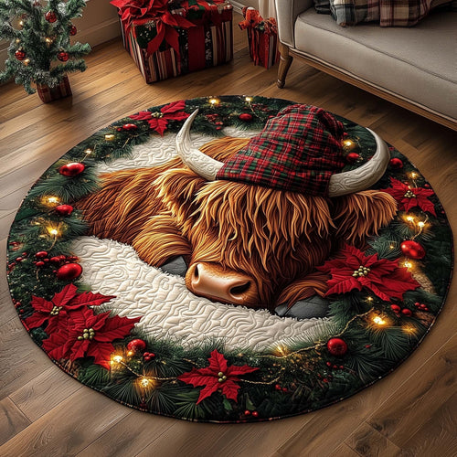 Highland Cow Quilted Round Mat GFTOMA6844