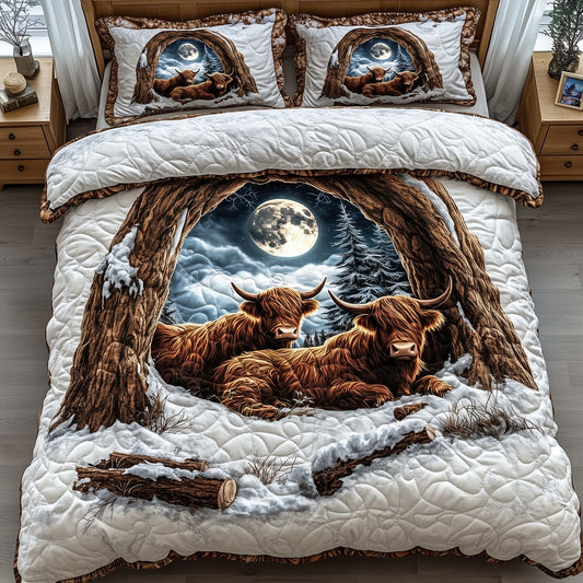 Highland Cow 3-Piece Quilted Bedding Set GFTOMA6846