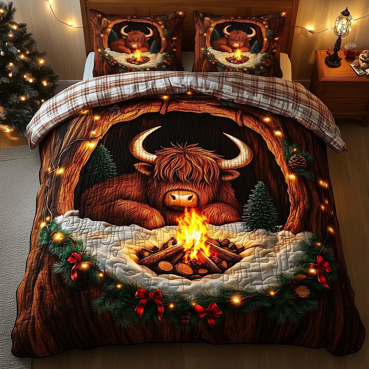 Highland Cow 3-Piece Quilted Bedding Set GFTOMA6848