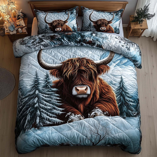 Highland Cow 3-Piece Quilted Bedding Set GFTOMA6849