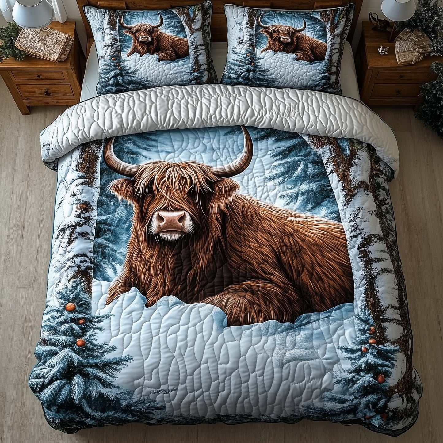 Highland Cow 3-Piece Quilted Bedding Set GFTOMA6850