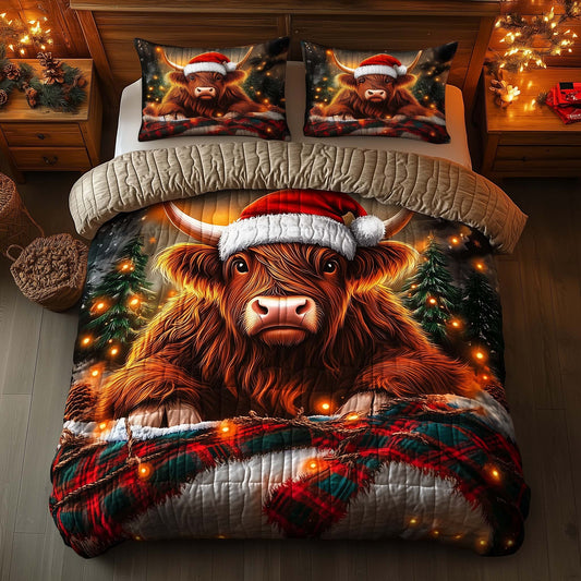 Highland Cow 3-Piece Quilted Bedding Set GFTOMA6852