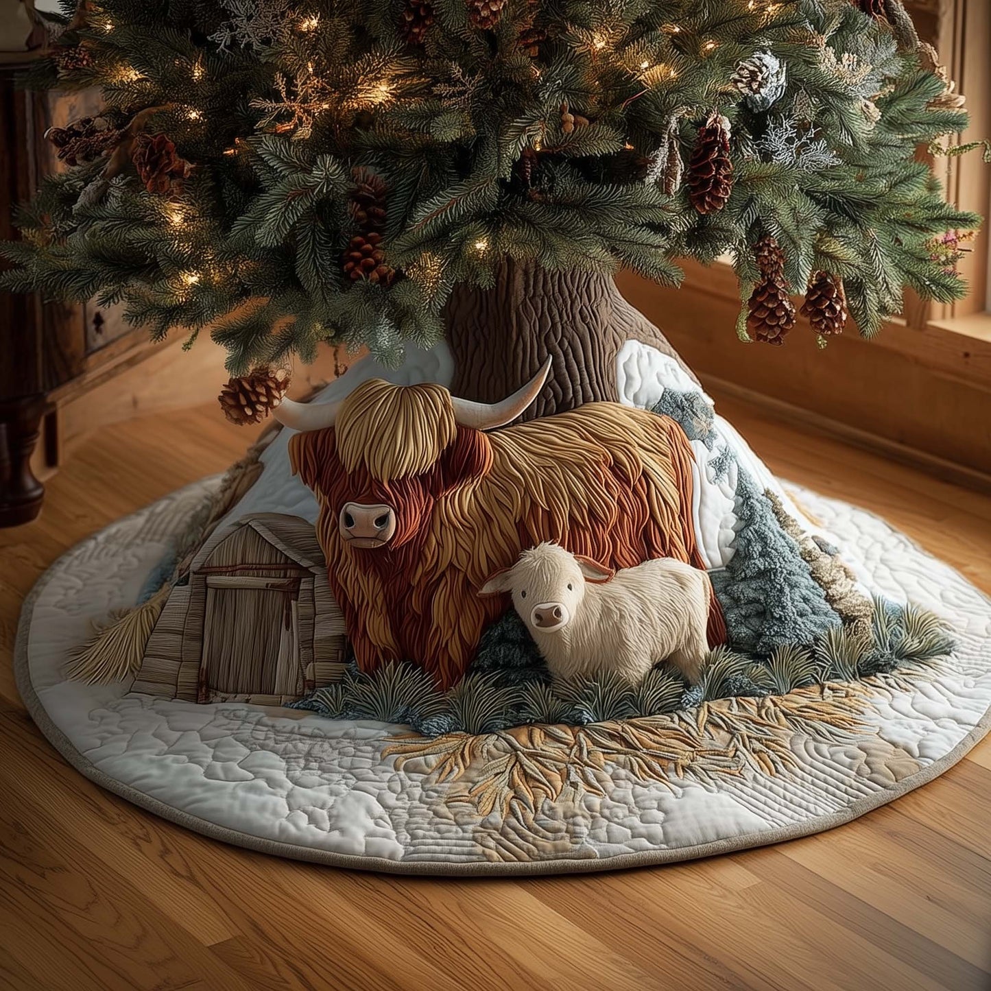 Highland Cow Quilted Tree Skirt GFTOMA6853