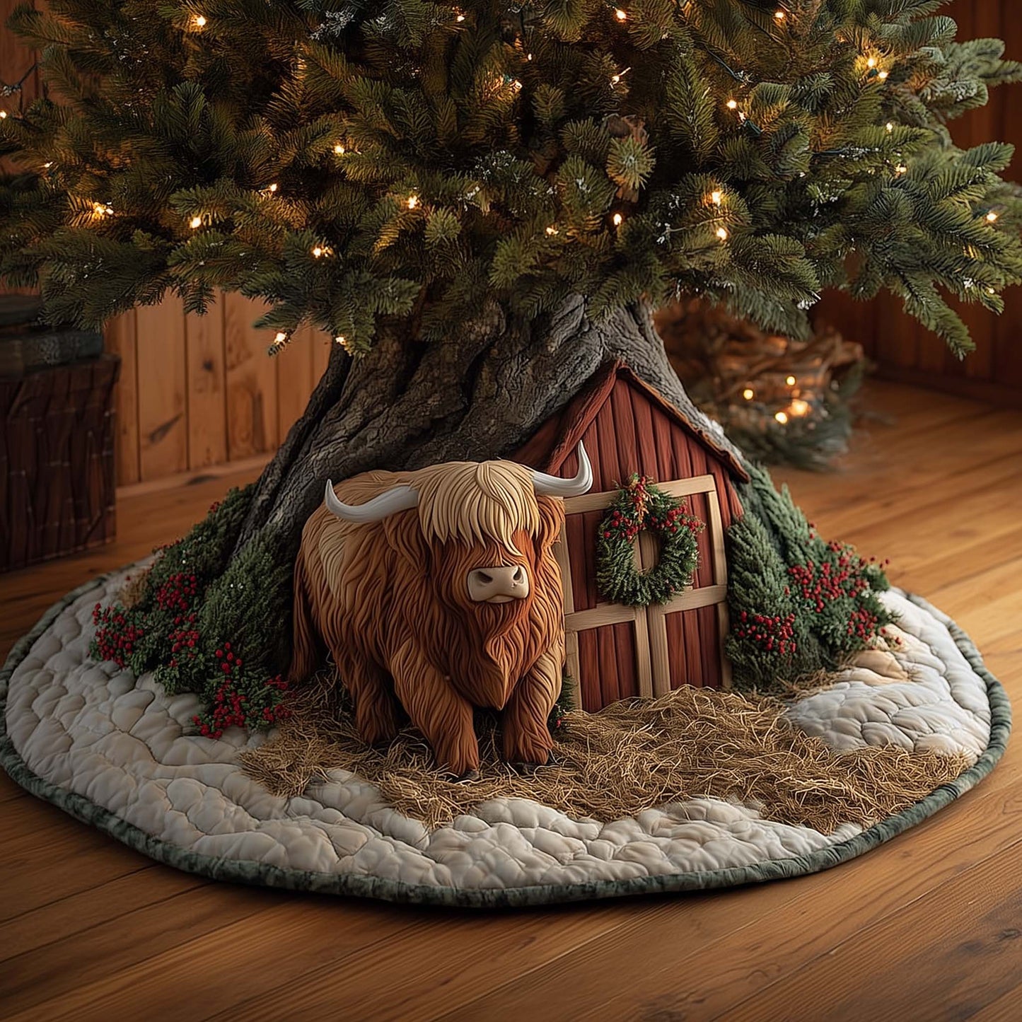 Highland Cow Quilted Tree Skirt GFTOMA6856