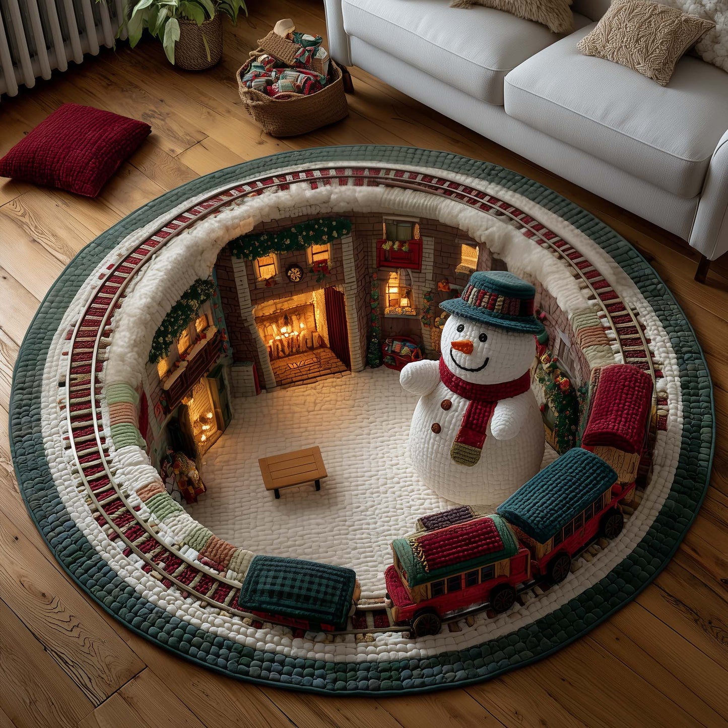 Snowman Lane Quilted Round Mat GFTOMA6990