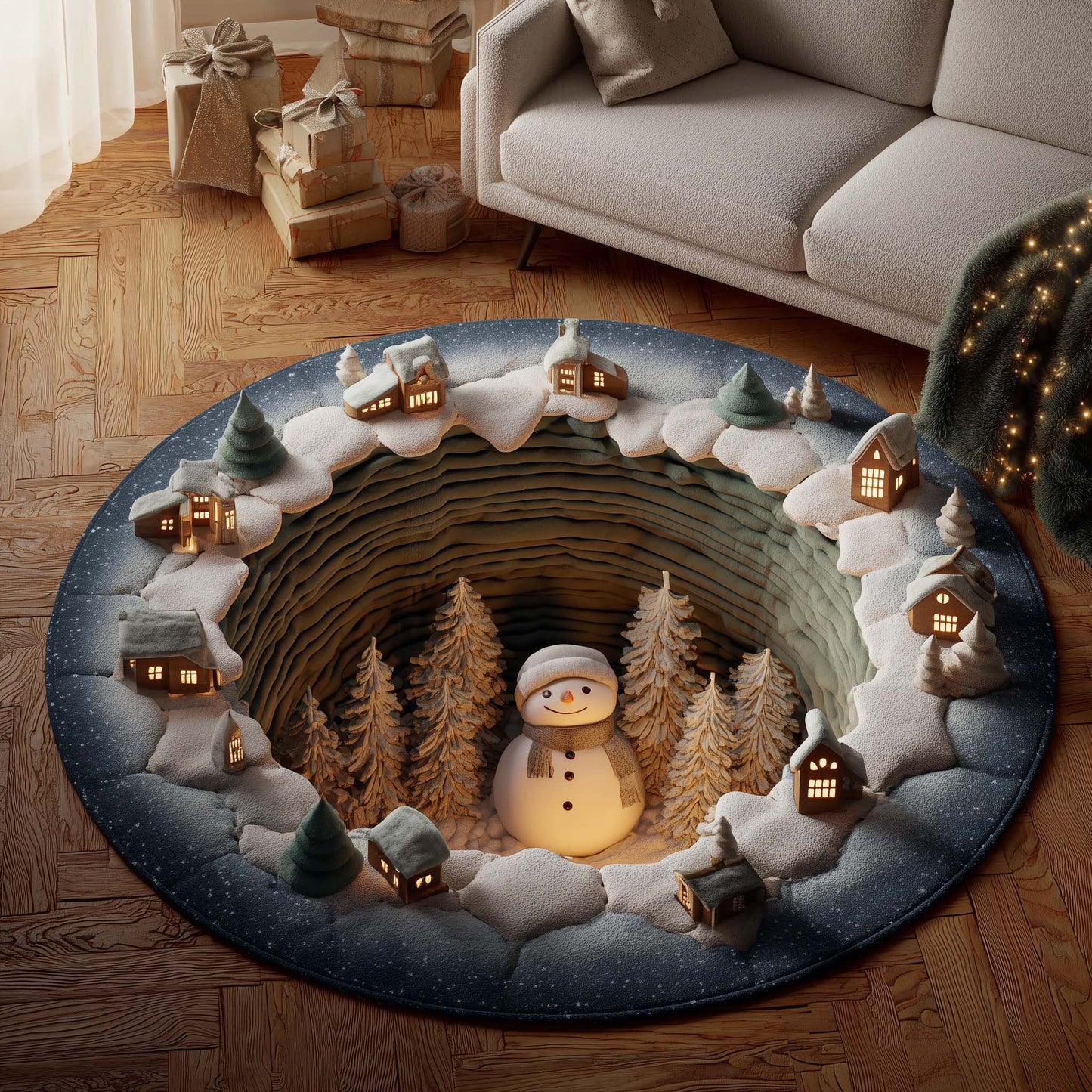 Snowman Lane Quilted Round Mat GFTOMA6995