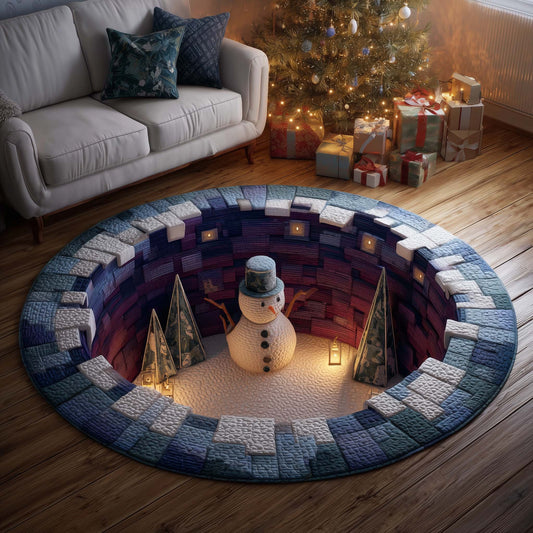 Snowman Lane Quilted Round Mat GFTOMA6996