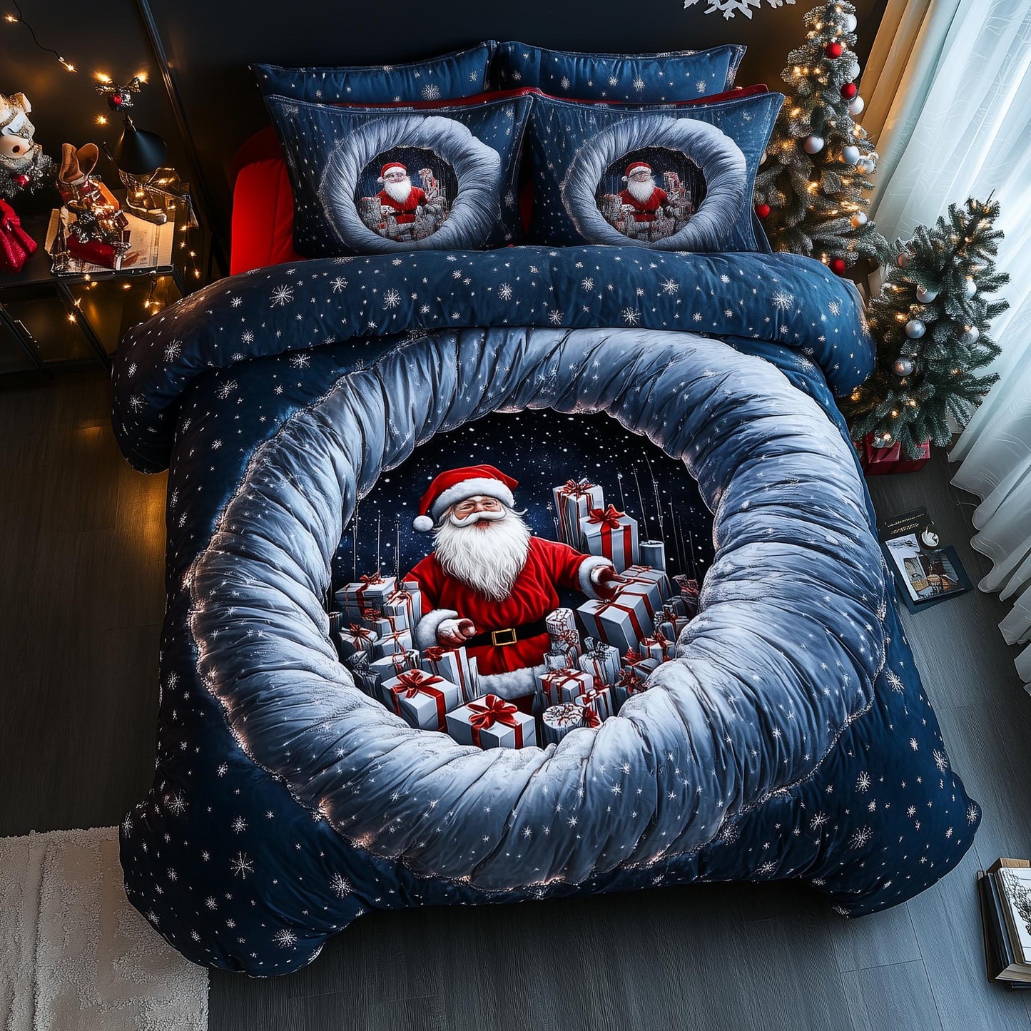 Jolly Santa 3-Piece Quilted Bedding Set GFTOMA7027