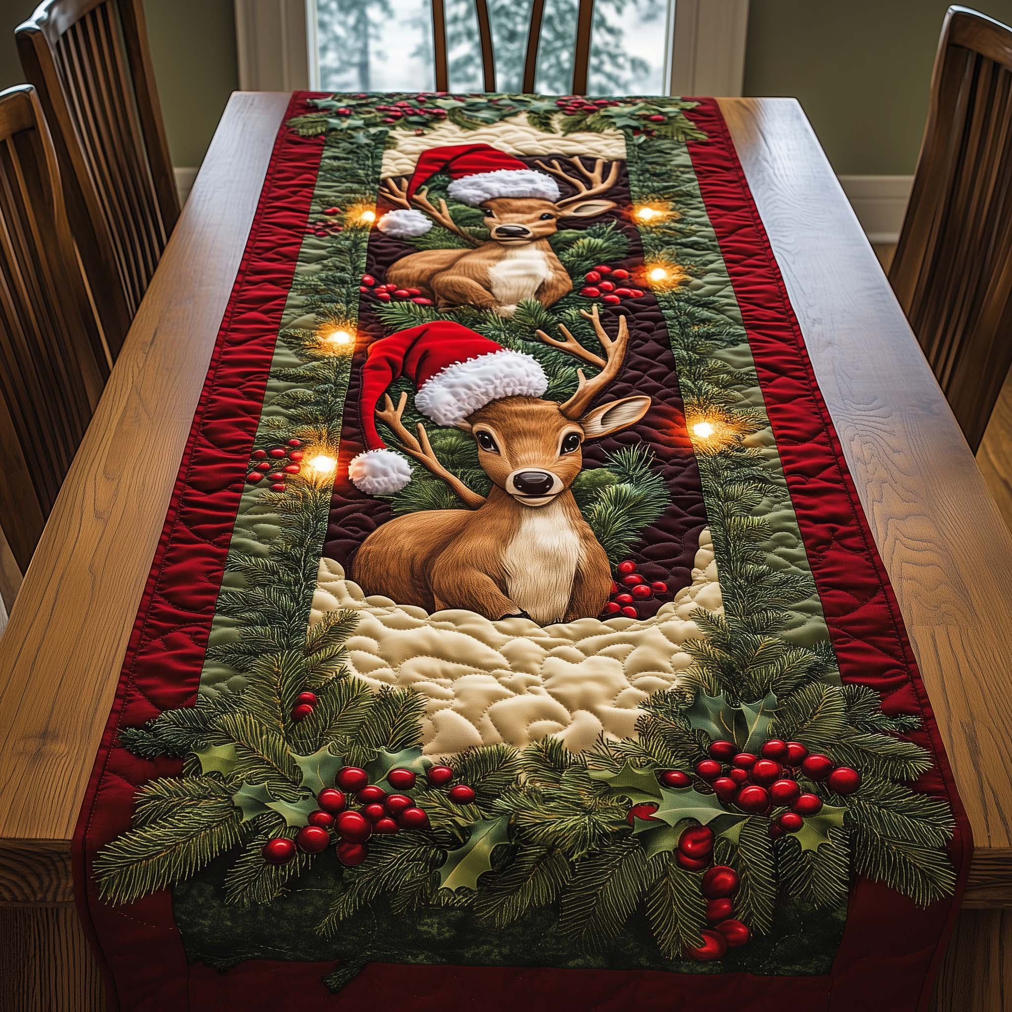 Winter Reindeer Quilted Table Topper NCU0HNH176