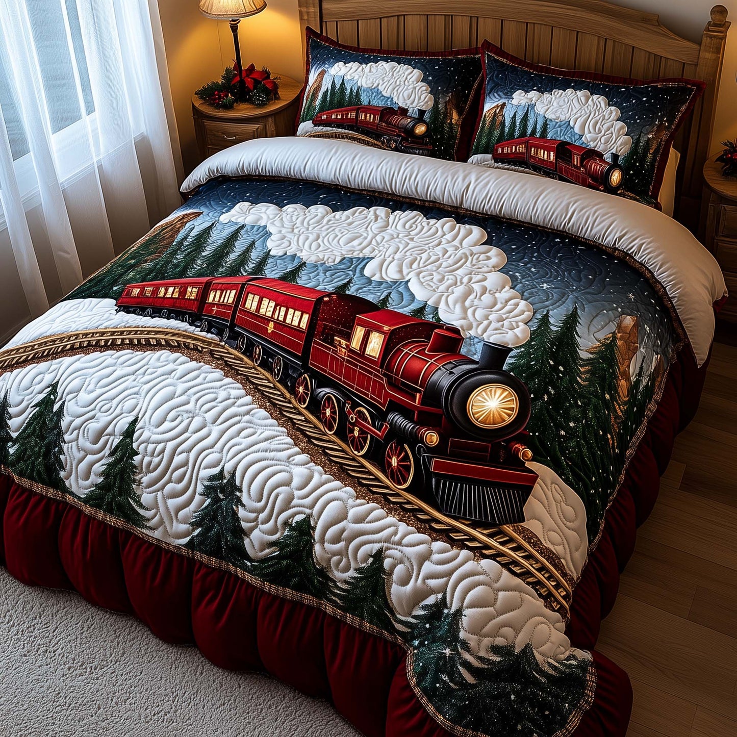 Yuletide Express 3-Piece Quilted Bedding Set GFTOMA7151