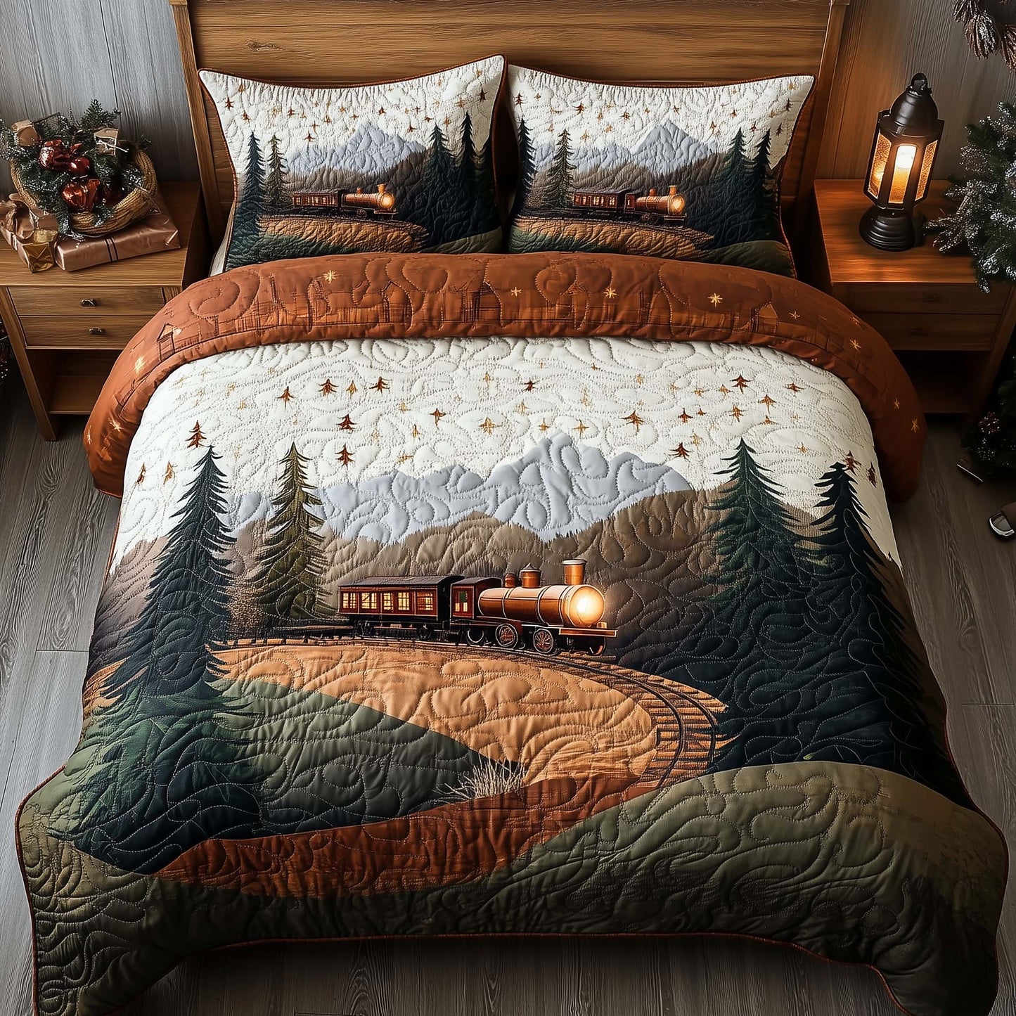 Yuletide Express 3-Piece Quilted Bedding Set GFTOMA7153