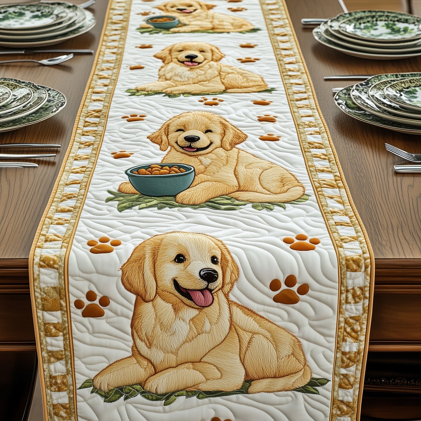 Golden Retriever Quilted Table Runner GFTOMA715