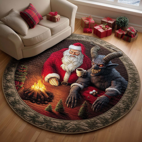 Santa and Krampus Quilted Round Mat GFTOMA7285