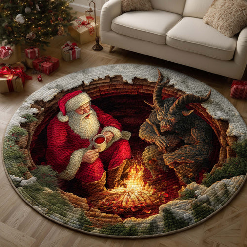 Santa and Krampus Quilted Round Mat GFTOMA7286