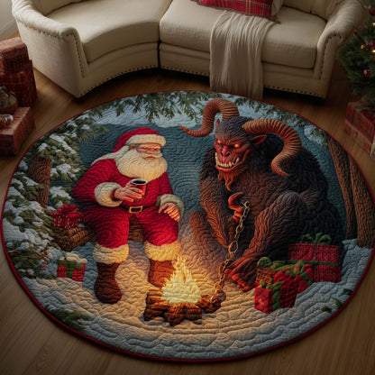 Santa and Krampus Quilted Round Mat GFTOMA7287