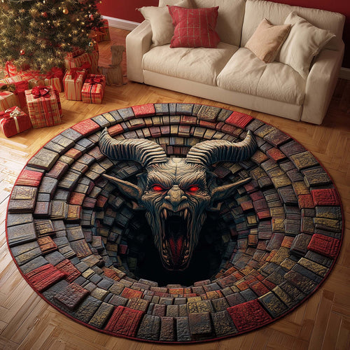 Santa and Krampus Quilted Round Mat GFTOMA7290