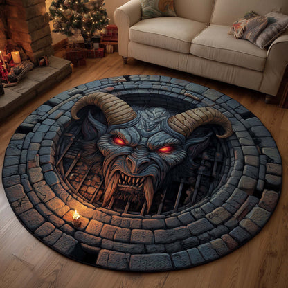 Santa and Krampus Quilted Round Mat GFTOMA7292