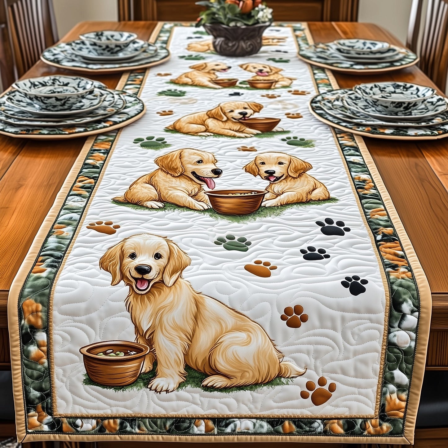 Golden Retriever Quilted Table Runner GFTOMA731
