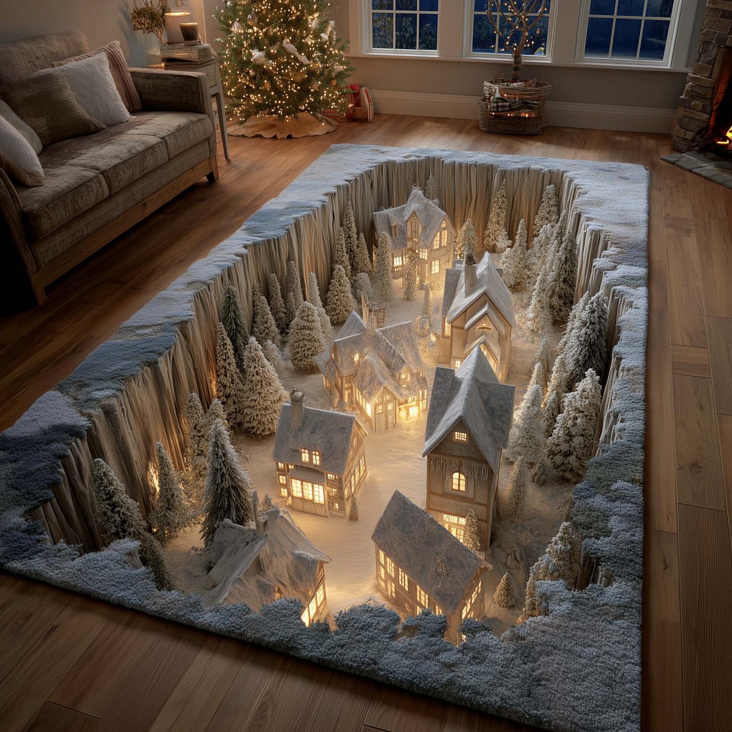 Snowy Village Area Rug GFTOMA7378